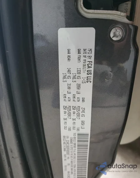 2015 Chrysler Town & Country Touring из США, поврежденный, VIN 2C4RC1BG9FR695897